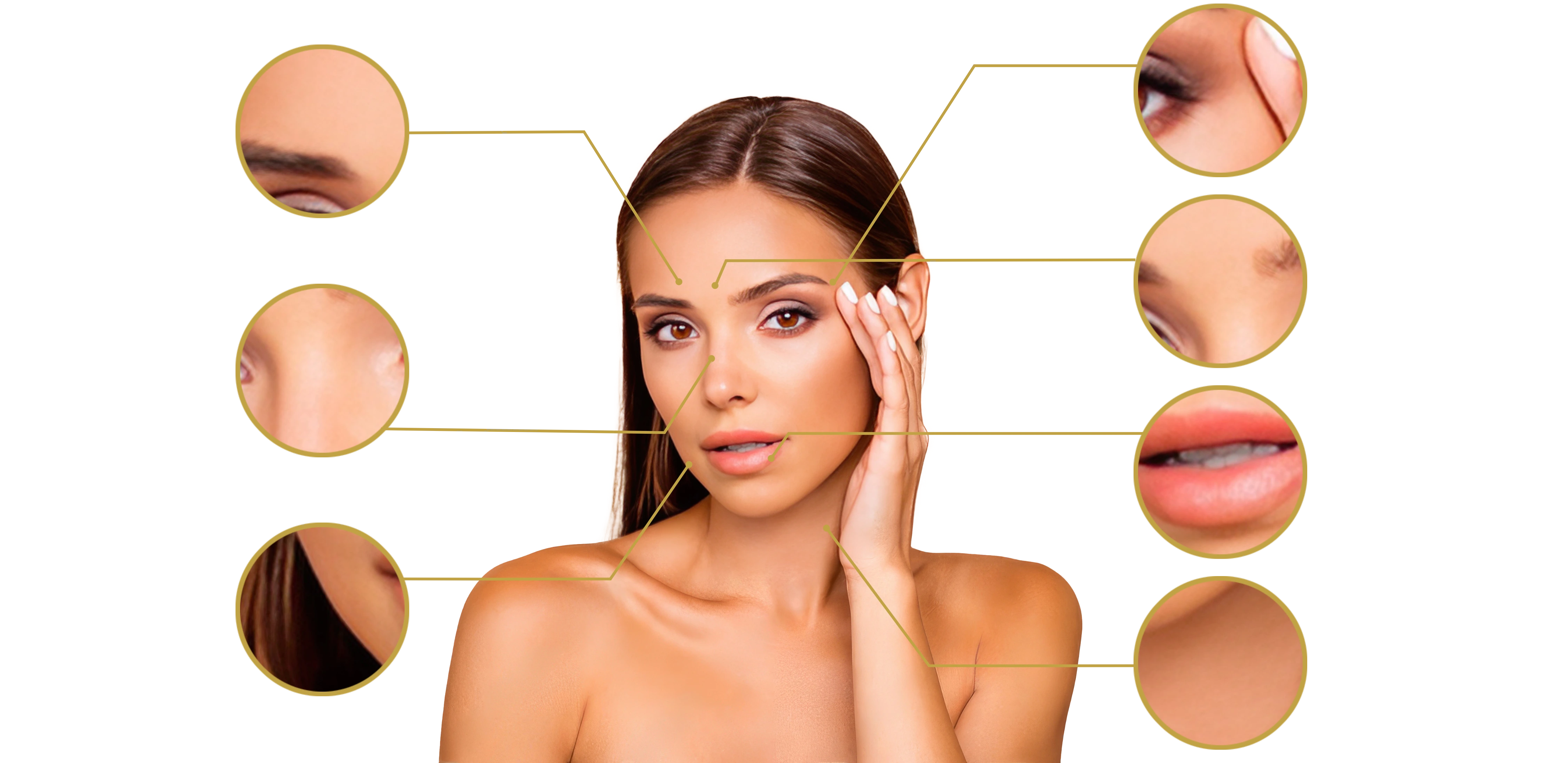 Botox can be injected in the Forehead Lines, Glabellar Lines (Frown Lines), Crow's Feet, Brow Lift, Bunny Lines, Downturned Corners of the Mouth, Chin Dimpling, Neck Bands, and Jawline Slimming.